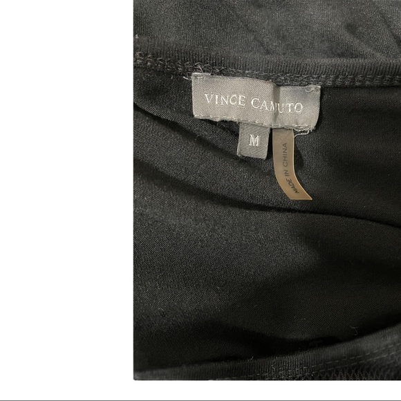 Vince Camuto V neck net style faux wrap dress Black size medium. Midi. - Picture 10 of 11